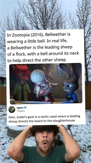 In Zootopia (2016), Bellwether is wearing a little bell. In real life, a Bellwether is the leading