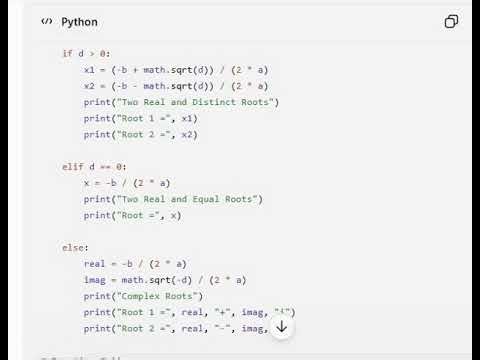 roots of quadratic equation in PYTHON with without functions