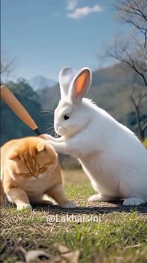 “Rabbit vs Cat 🐰🐱💥 | Funny AI Cartoon | The Rabbit Hits the Cat with a Stick!”