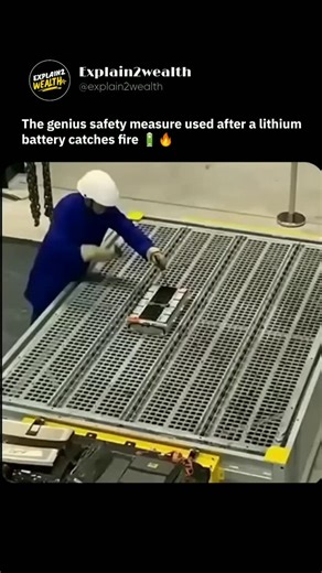 Explain2wealth on Instagram: "The future of EVs and smart devices hinges on making lithium batteries safer. This advanced safety system being tested in Germany takes things to another level. It’s built to stop thermal runaway instantly. Contrary to popular belief, water doesn’t worsen these fires because the lithium inside batteries is a stable lithium salt, not pure lithium metal. When a fault is detected, the battery is dropped into a water tank, extinguishing the fire and containing any explo