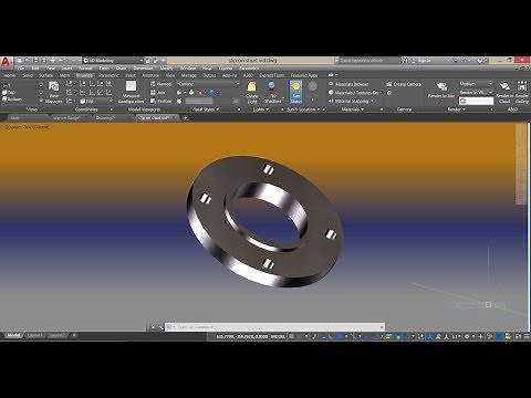 SLIP-ON FLANGE IN AUTOCAD 3D 2018 - materials applied
