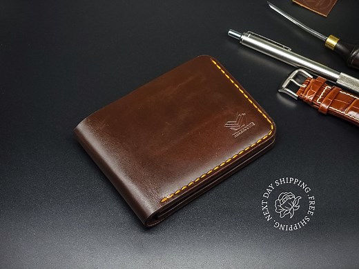 Handmade Full Grain Leather Wallet, Personalized Anniversary & Christmas Gift for Him, Engraved Custom Wallets for Men, Boyfriend, Groomsmen - Etsy