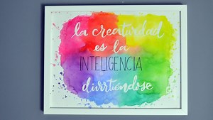 Cuadro lettering con acuarela