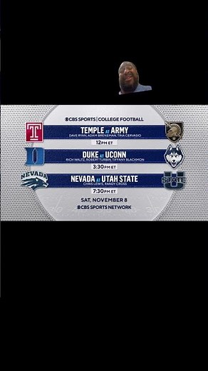 College football schedule games on CBS for November 8 ￼