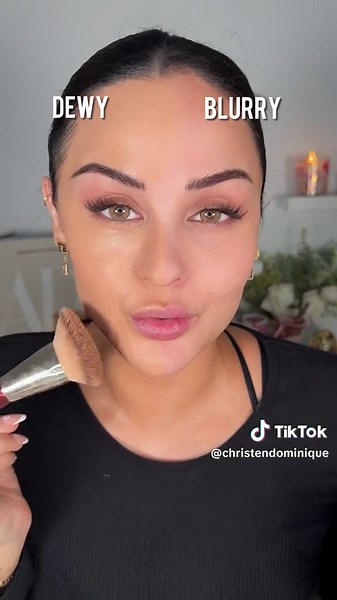 Blurry vs Dewy Which side are you? 👀✨I split my face to show the difference in finish… which one is for you? Matte (Blurry) Side: @NYX Professional Makeup Makeup Matte Finish Setting Spray @Dominique Cosmetics Cooling Blur Matte Primer @Anastasia Beverly Hills Matte Foundation @NARS Cosmetics Soft Matte Complete Pot Concealer @makeupbymario Soft Sculpt Bronzer @Bobbi Brown Velvet Matte Cream Blush #dominiquecosmetics Smoothing Blur Hydrating Powder @urban decay eyeshadow Stick @Pat McGrath Labs