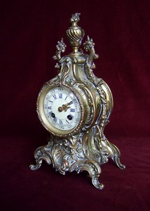 Ancienne pendule de cheminée rocaille en bronze doré, XIXe siècle - Etsy France