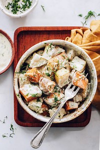 Easy Roasted Potato Salad with Garlic Dill Dressing