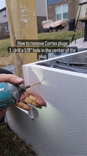 FastenMaster on Instagram: "Ever wonder how to remove a Cortex plug? @buildingwithduke has the answer for you! Sometimes you need to remove a plug to access the screw underneath it. All you need to do is predrill a hole in the center of the plug, and drive a Cortex screw partway into it, then just pull it out! If you have any questions about any #FastenMaster products, feel free to send us a DM! #FastenMaster #FastenMasterPRO #PRODriven #Cortex"