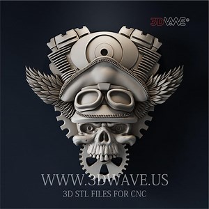 Biker Skull 3D Model: CNC Router STL File (digital Download) - Etsy Canada