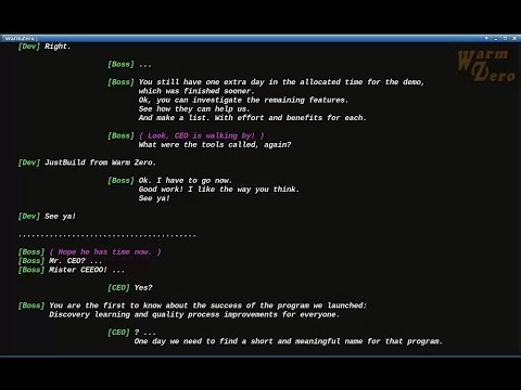 (3)/(2+1) Conversations in a Company about new software JustBuild