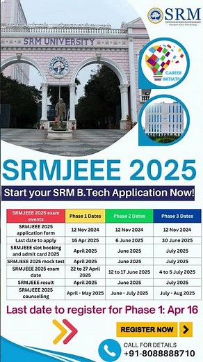SRM University Admission 2025 : SRMJEE 2025 Online Application Opened|How to apply?|#srmjeee2025