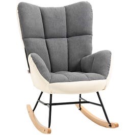 HOMCOM Upholstered Wingback Rocking Chair