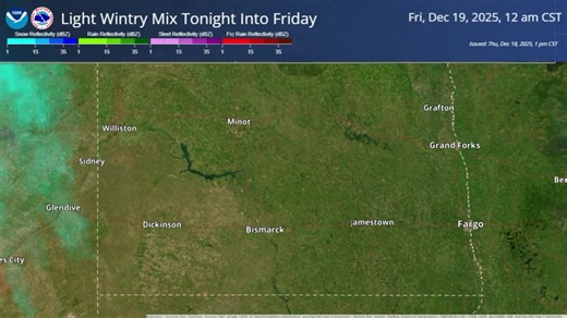 The Blizzard Warning, High Wind Warning, and Winter Weather Advisory have ended for our area. We are expecting another round of a light wintry mix late tonight into Friday, starting as snow before a potential transition to freezing rain Friday morning. This could lead to some slick spots on the roads for the Friday morning commute. Strong southwest winds are then expected Friday afternoon. | US National Weather Service Bismarck North Dakota