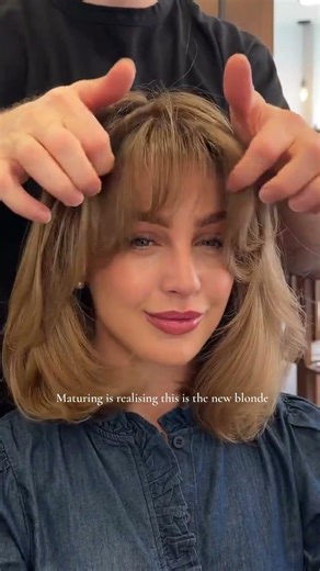 My hair is thanking me for lower maintenance honey bronde 🍯 (and a new fringe) Colour & cut;