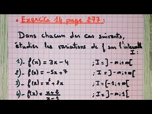Fonction numerique, variations d'une fonction, exercice 14 najah en mathématiques,tronc commun