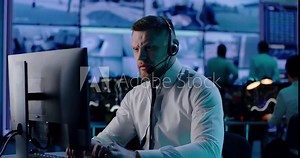 Security agent using computer in workplace