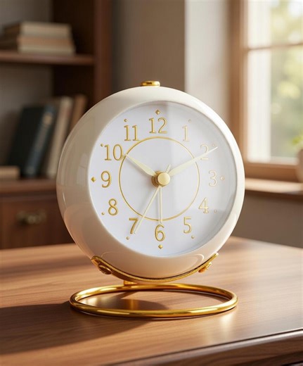 Retro Vintage Metal Desk Clock, Silent Gold Bedside Timepiece, Milk White Home Décor - Etsy