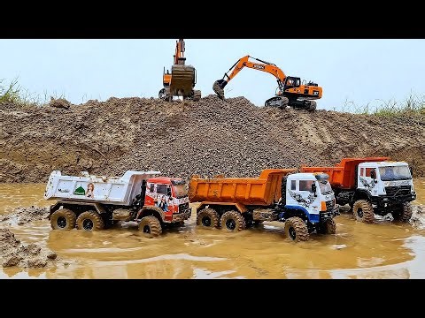 RC Excavator & Dump Truck Keruk Pasir di Lumpur | Mainan Alat Berat Konstruksi