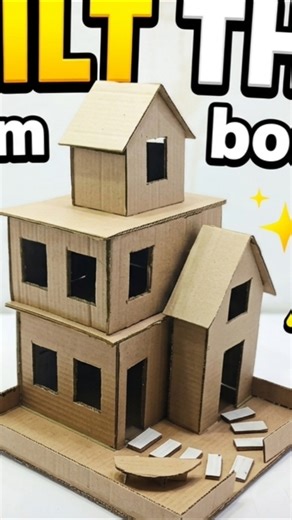 This Cardboard Mansion looks TOO REAL! 📦✨#cardboardhouse #cardboardchallenge #easyhouse