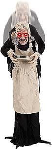 Fun Costumes Old Lady Hag Prop | Old Lady Hag 5ft Animated Decoration, Animatronic Greeter Halloween Decor Standard