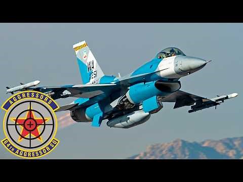 USAF, Aggressors. F-16 Fighting Falcon fighter jets. Red Flag military exercises in Nevada.