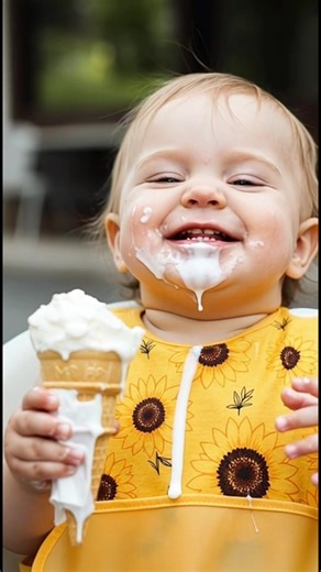 Baby Enjoys Ice Cream in Cartoon Animation