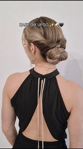 DIY EASY UPDO - medium to long hair ✨🖤 #hairstyles #hair #hairstyling #hairstyle #braids #HairGoals #hairinspo #braidstyles #coachella #howto #longhair #hairtutorial #updo #promhairstyle #promhair | poppy_hairstyles