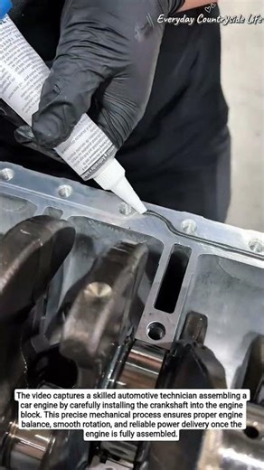 Precision Engine Assembly: Installing a Crankshaft Inside a Car Engine Block