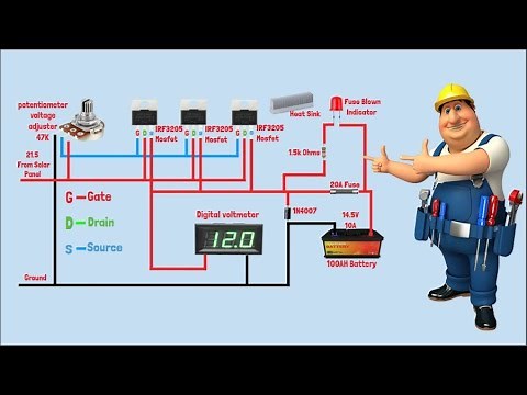 Diy solar panel charger controller wiring circuit using mosfet