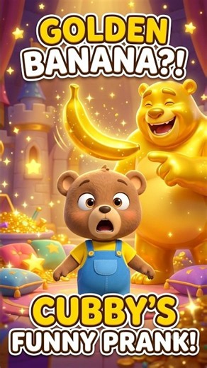 Cubby’s Golden Banana Prank! 🍌😂 Funny Bear Cartoon for Kids #Shorts
