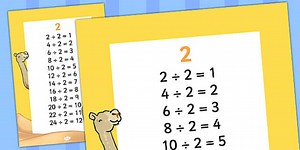 2 Times Table Division Facts Display Poster
