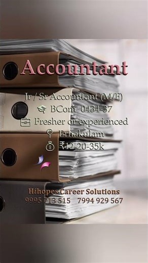 Kochi Jobs Today | Accountant | Billing | ELV | Customer Service | Admin