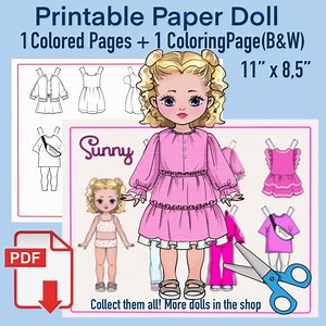 Printable Paper Doll Set, Hand-drawn Illustration (PDF Download) - Etsy