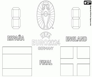 Espanha - Inglaterra, UEFA Euro 2024 para colorir e imprimir