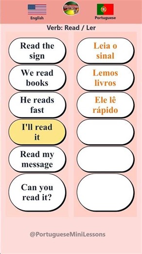 Learn Portuguese Verbs: "Read" | 6 Phrases for Beginners 📖 Day 3 Part 2
