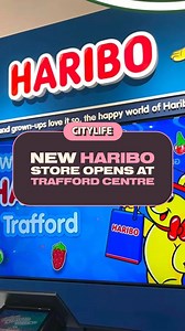 Take a look inside Haribo's first ever Greater Manchester that has opened at the Trafford Centre 🍬 Grabbing attention straight away is the "Pick Your Mix" station as soon as you walk through the animated screen doorway. Customers will be able to choose a tub size, and then fill it with scoops of their favourite sweets with a huge range available in the Pick Your Mix station. There are also store exclusives like giant festive boxes filled with sweeties, Christmas specials, plushy toys and other 