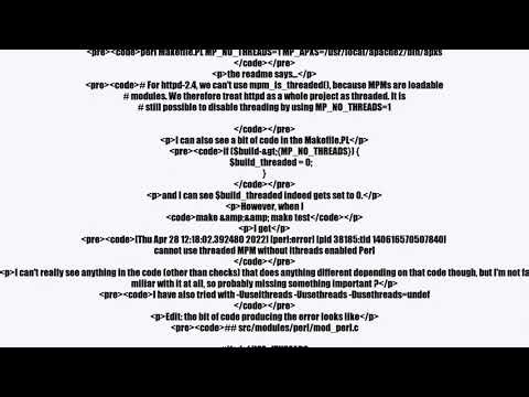 mod_perl cannot use threaded MPM without ithreads enabled Perlvideo