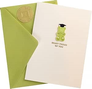 Graphique Beary Proud Handmade Graduation Card, 2025 Congratulations, Color-Coordinated Envelope, 5” x 7”