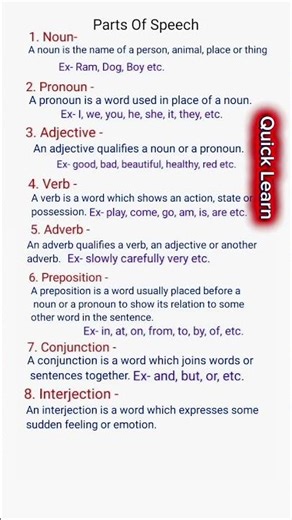 Parts of Speech – Easy Explanation | English Grammar Basics