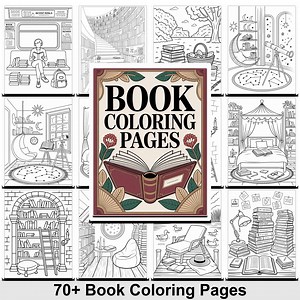 70 Cozy Book Coloring Pages for Adults | Printable Reading Nook & Library Scenes | Digital Coloring Book for Relaxation | Commercial Use - Etsy Canada