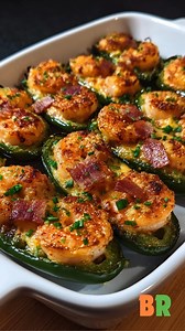 Fiery Cajun Shrimp Stuffed Jalapeños These spicy little poppers bring bold Cajun heat, creamy centers, and juicy shrimp in every bite. They disappear fast, so make extra if you love a fiery crowd-pleaser. Ingredients: 12 large jalapeños, halved and seeds removed 1/2 lb cooked shrimp, chopped 1/2 cup cream cheese, softened 1/4 cup shredded cheddar cheese 1 tsp Cajun seasoning 1/4 cup cooked turkey bacon, crumbled Fresh chives, chopped (for garnish) How to Make It: 1. Heat Things Up: Preheat your