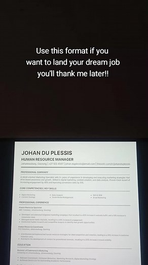 Use this format if you want to land your dream job. You'll thank us later!😄 #curriculumvitae #cv #mzansi #southafrica