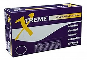 AMMEX Nitrile Industrial Disposable Gloves - Blue, 4 Mil, Latex Free, Powdered, Textured, Ambidextrous, Large, Case of 1000