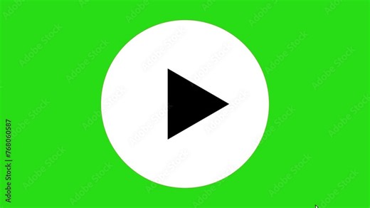 Mouse clicking video play and pause button with chroma key, green screen and alpha channel 4k animation.