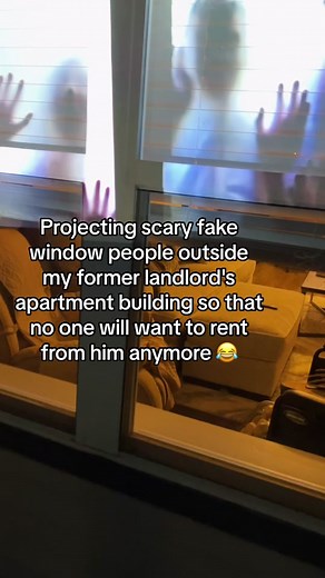 Projecting a scary fake window loop so that no one will rent from my landlord #prank #fakewindow #fyp #viral #foryou #fy