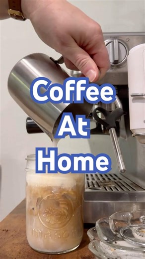 Simple butterbeer latte today! #coffeeathome #diybarista #makecoffeewithme #espresso #breville