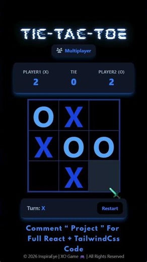 Tic Tac Toe Game in React | With AI Computer | Complete Project | Part 02 | #react #coding