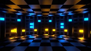 Yellow and Blue Neon Circular Light Strobe Effect Background VJ Loop in 4K