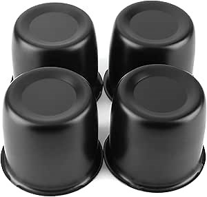 RTRHINOTUNING 3.37" Stainless Steel Wheel Center Caps Push Through Black Trailer Hub Caps for Truck RV SUV Wheel Rims 3.03" Height