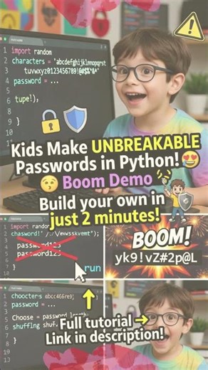 Kids Make UNBREAKABLE Passwords in Python! 💥 Boom Demo